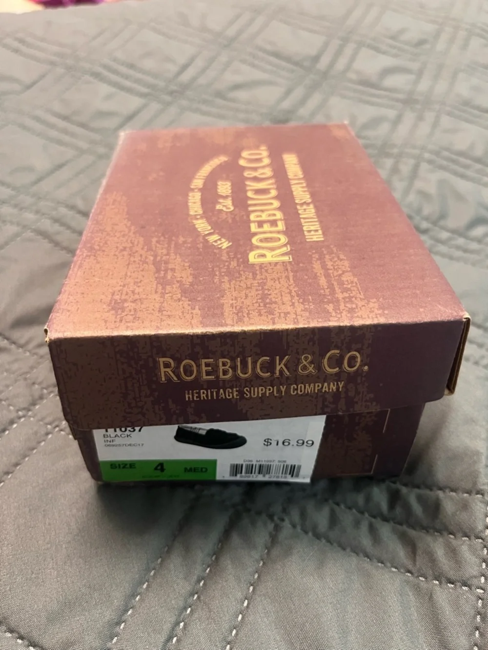 Cute black Roebuck & Co. baby loafers